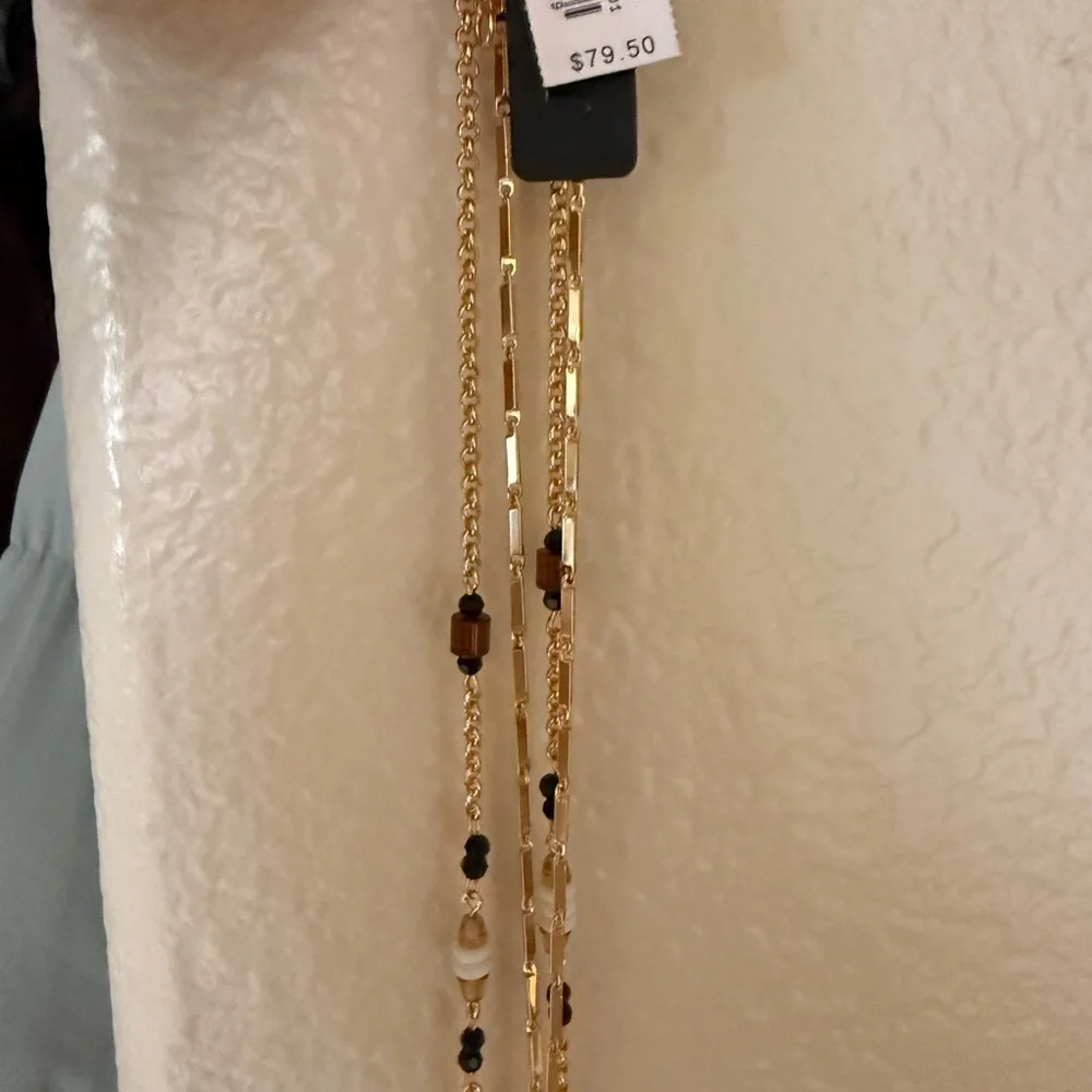J. Crew Gold and Black Layered Necklace